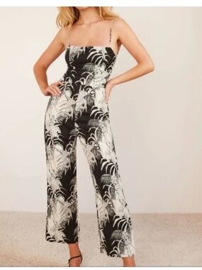 Reformation Huntington Linen Tropical Print Jumpsuit